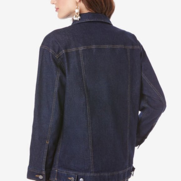 NEW Boyfriend Denim Jacket by Roamans - Picture 2 of 4